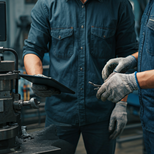 Modern workshop office with people collaborating on blueprints